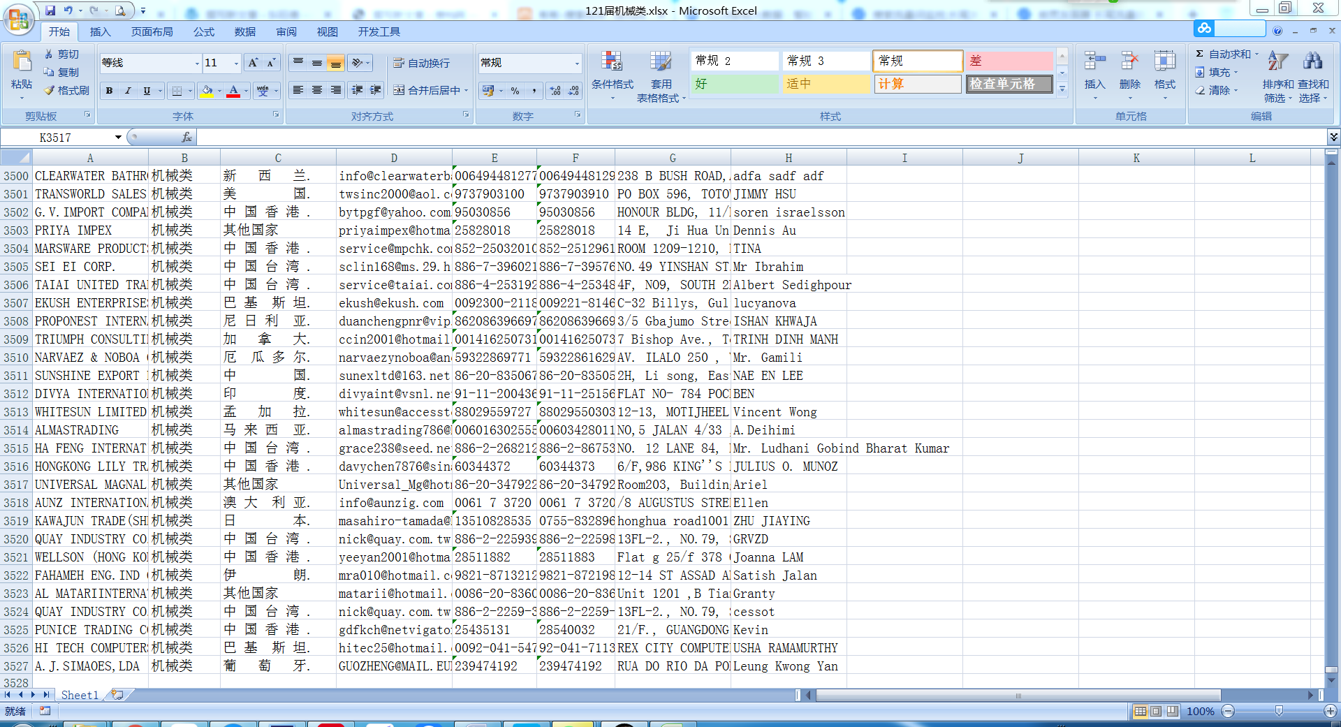 第121届广交会参展商名录-机械类