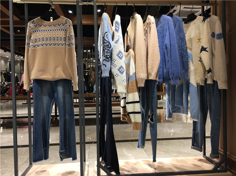 欧洲站2021新款图案百搭水晶貂黄金貂绒套头毛衣_想开品牌女装折扣店