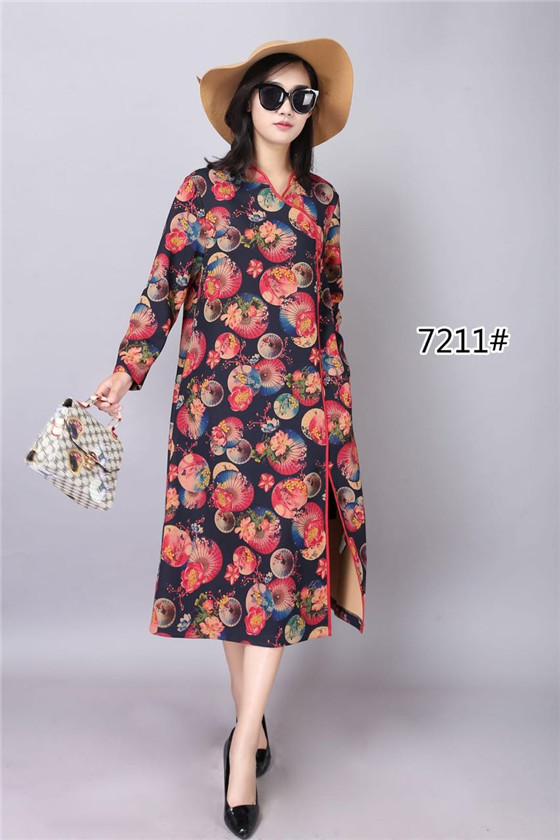 麻度民族风亚麻棉麻春秋长袖连衣裙女2021新款宽_免费铺货女装折扣店加盟