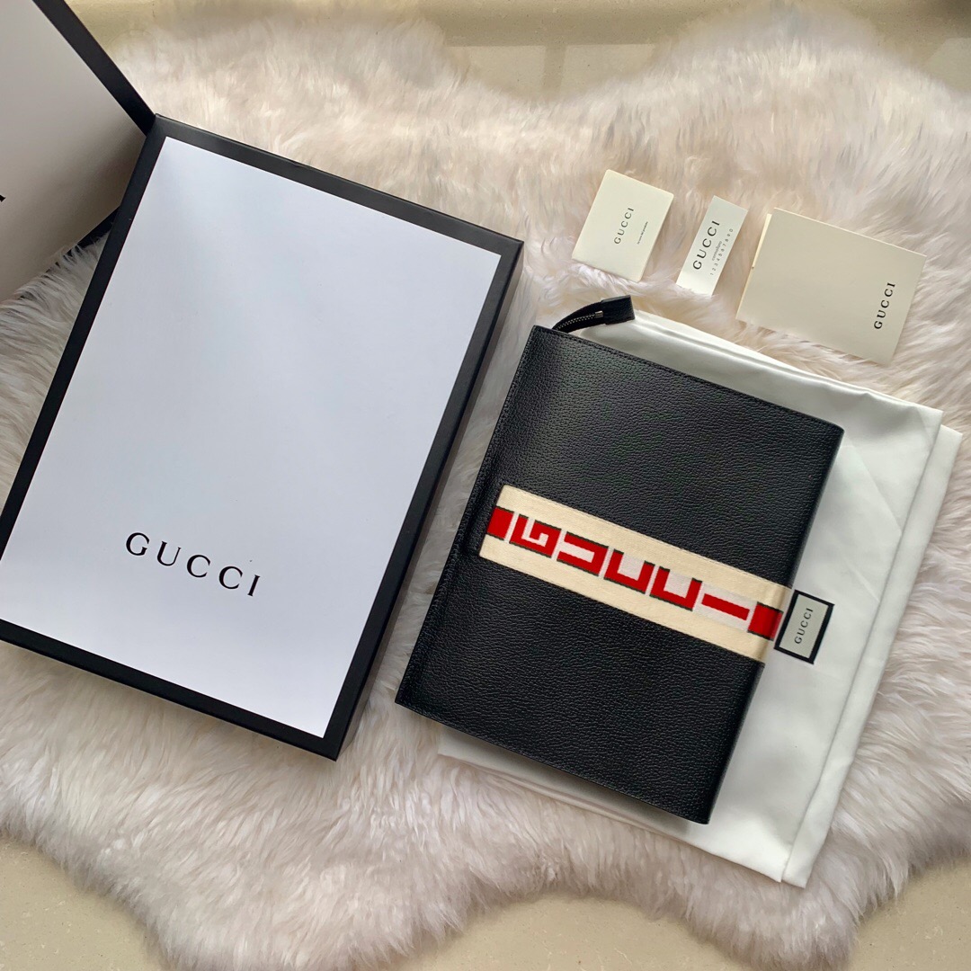 Gucci/古驰 475316 提花条纹皮革手拿包