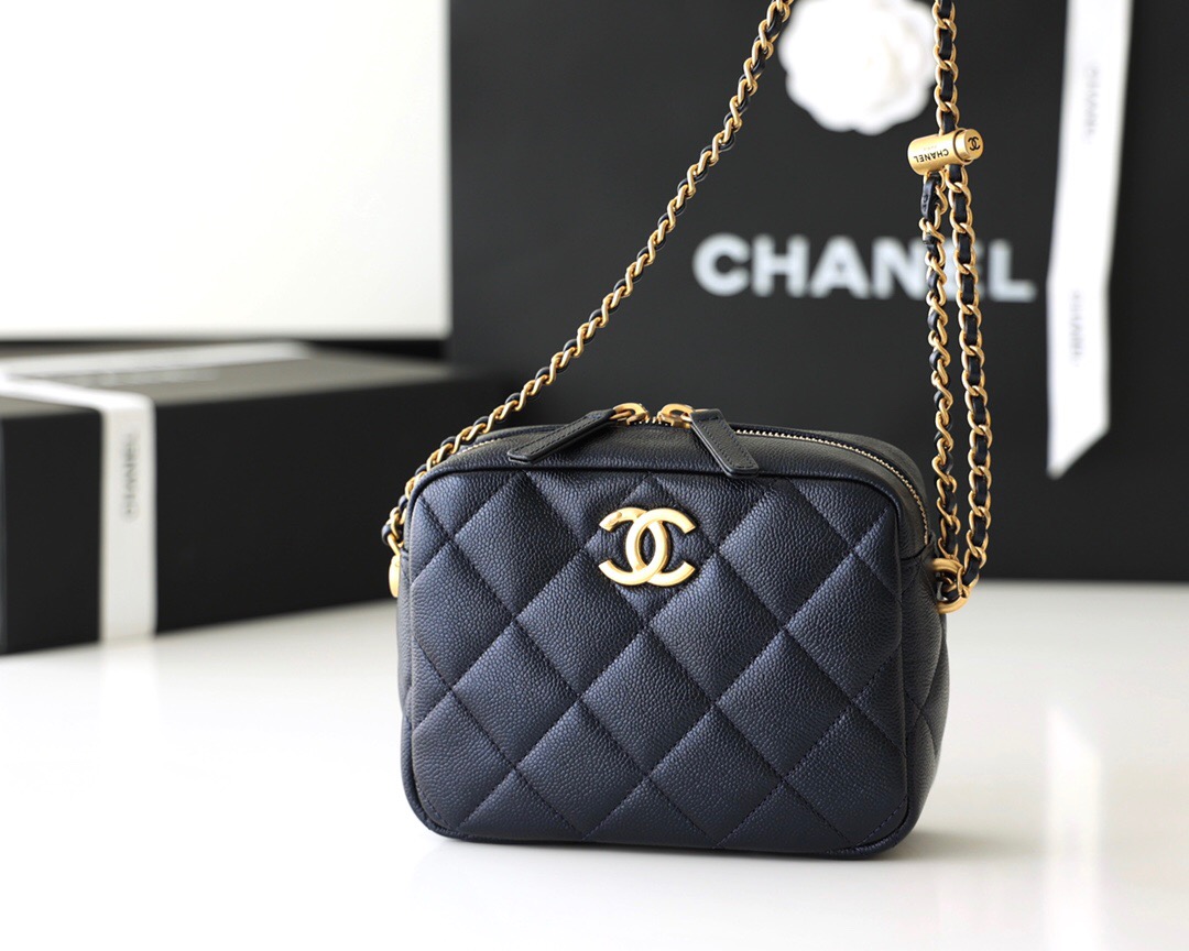 CHANEL 幻彩颗粒压花牛皮横款相机包 AS2856黑色