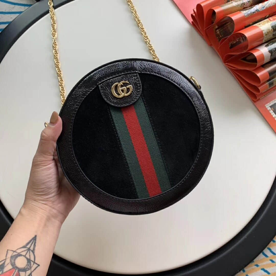 Gucci/古驰 550618 Ophidia系列圆形迷你肩背包