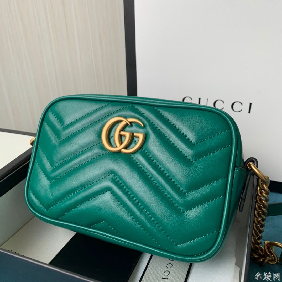 Gucci 448065 双G迷你Marmont绗缝链条古驰斜挎相机包