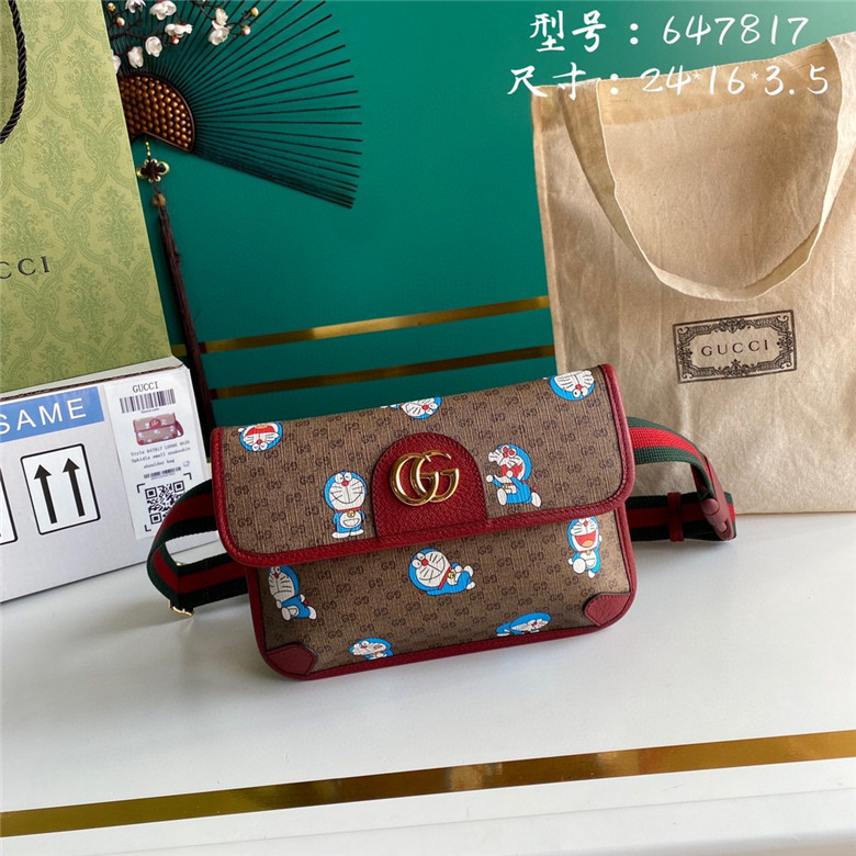 Gucci 647817 2TJBG 8587 Doraemon x Gucci联名系列 腰包