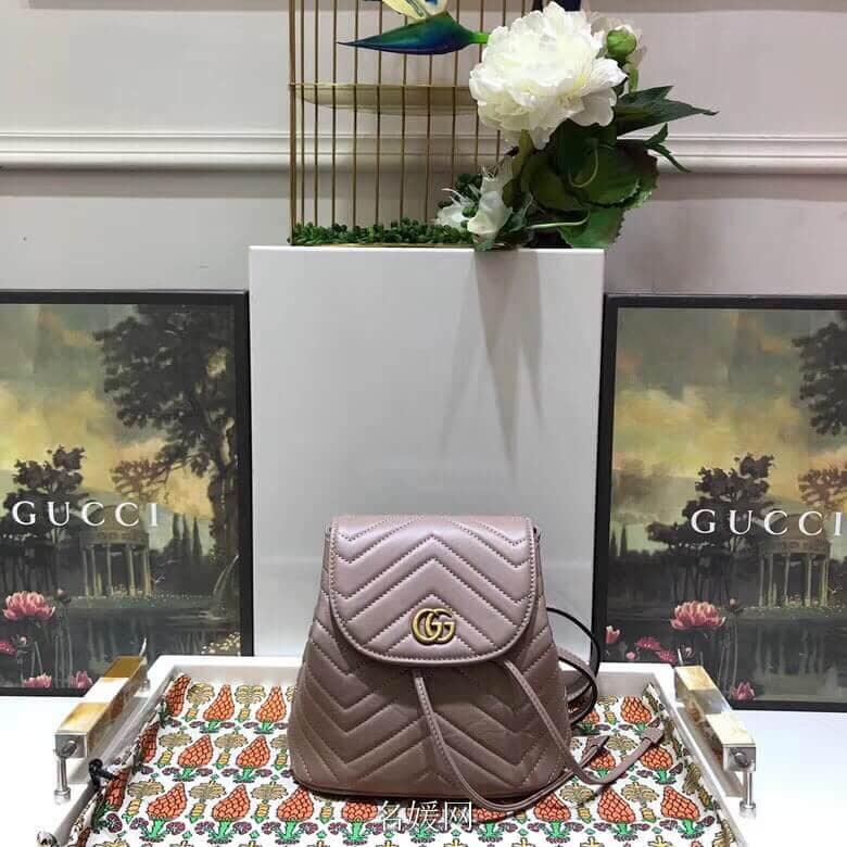 Gucci/古奇 528129 新款 GG Marmont系列绗缝背包双肩包