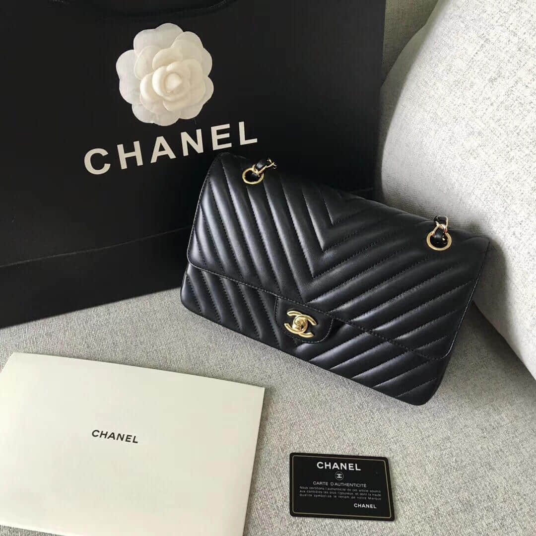 Chanel/香奈儿CF原厂羊皮25CM中号链条斜挎包