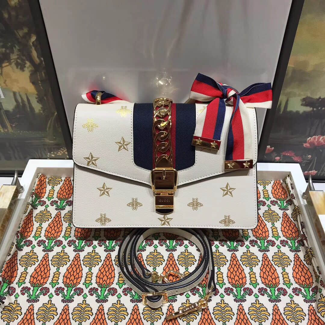 Gucci 524405 Sylvie系列蜜蜂星星小号肩背包