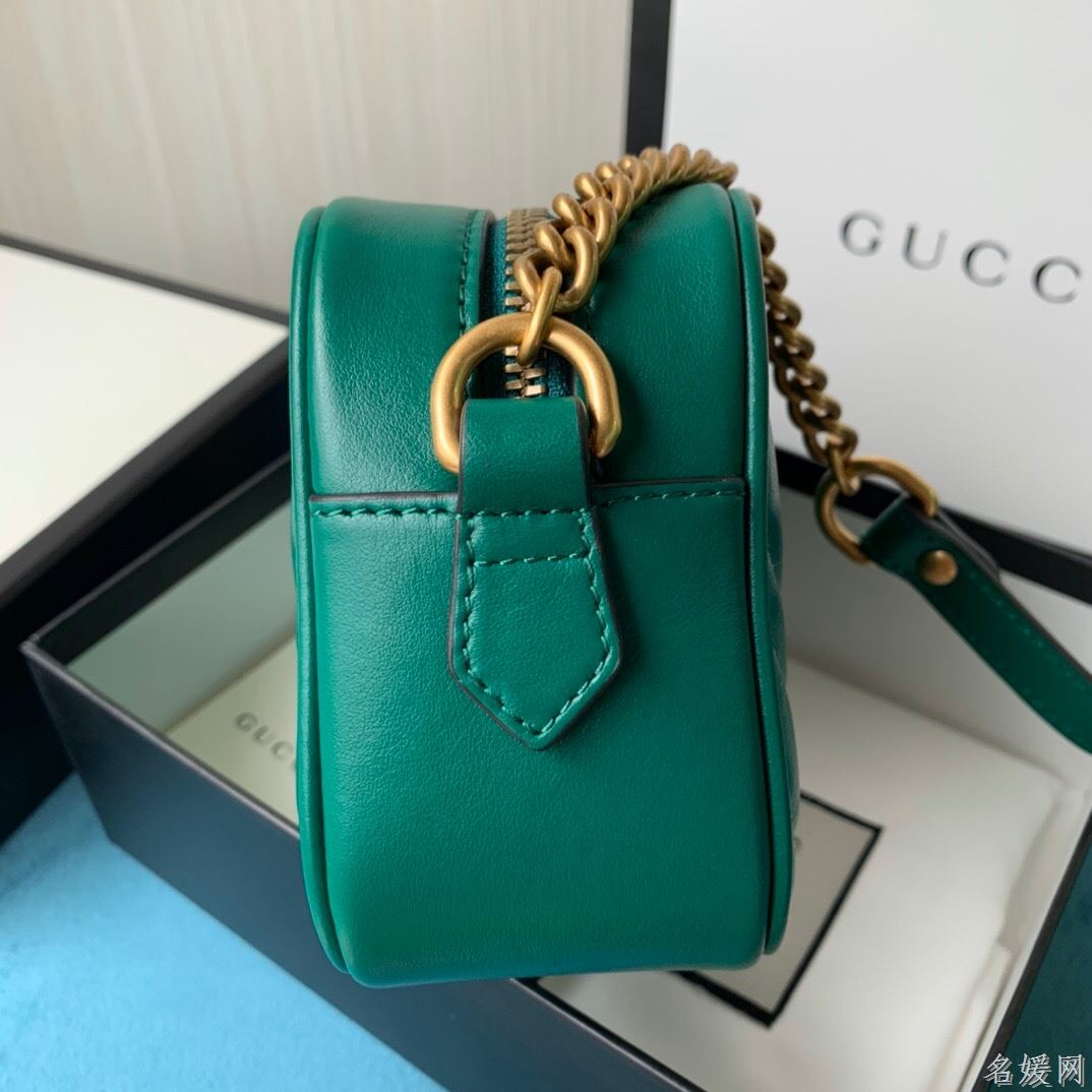 Gucci 448065 双G迷你Marmont绗缝链条古驰斜挎相机包