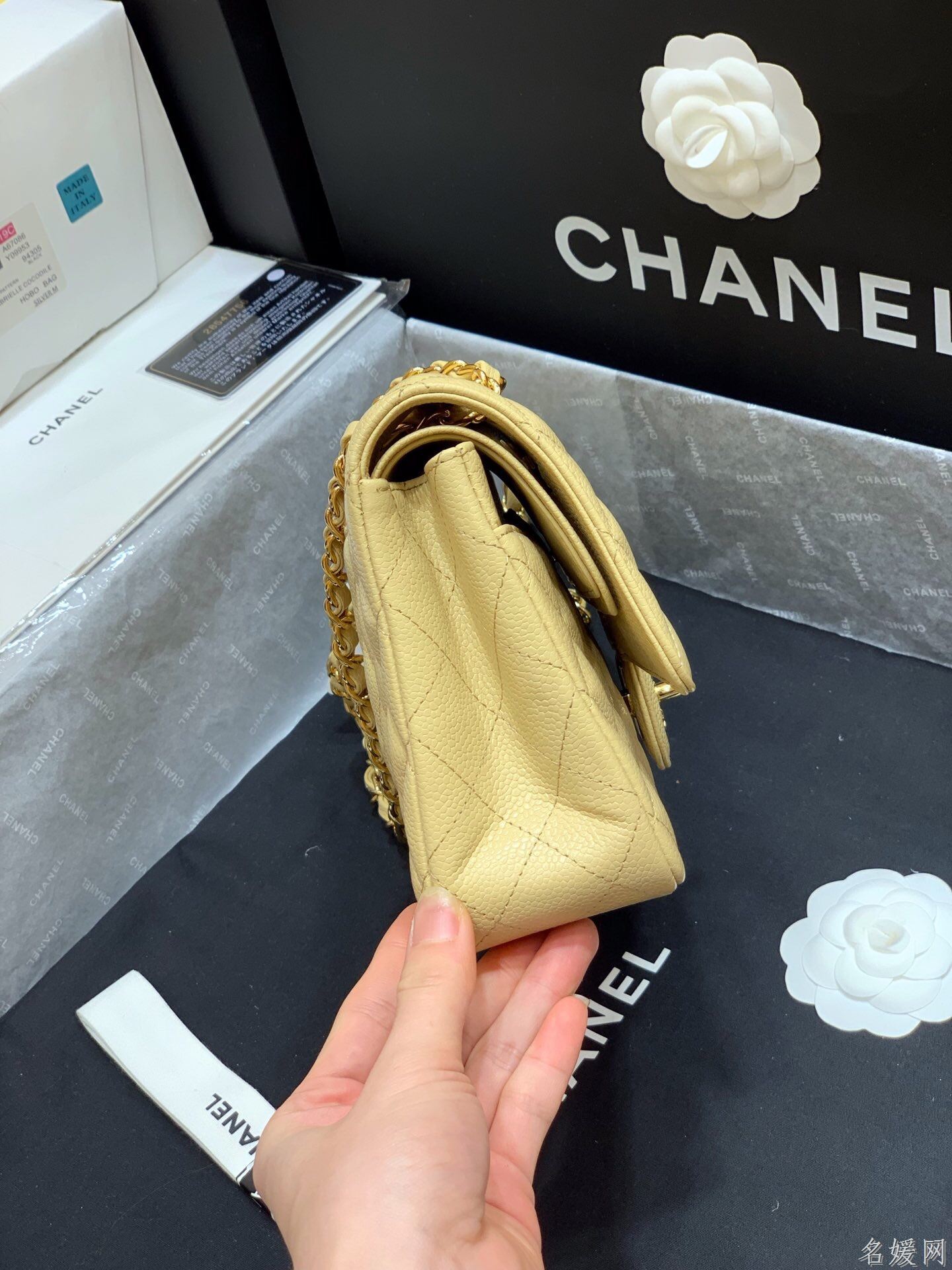 Chanel/香奈儿 A01112 CF25中号鱼子酱牛皮单肩斜挎包