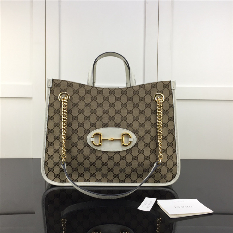 Gucci古驰 621144 白色 1955马衔扣中号手提包