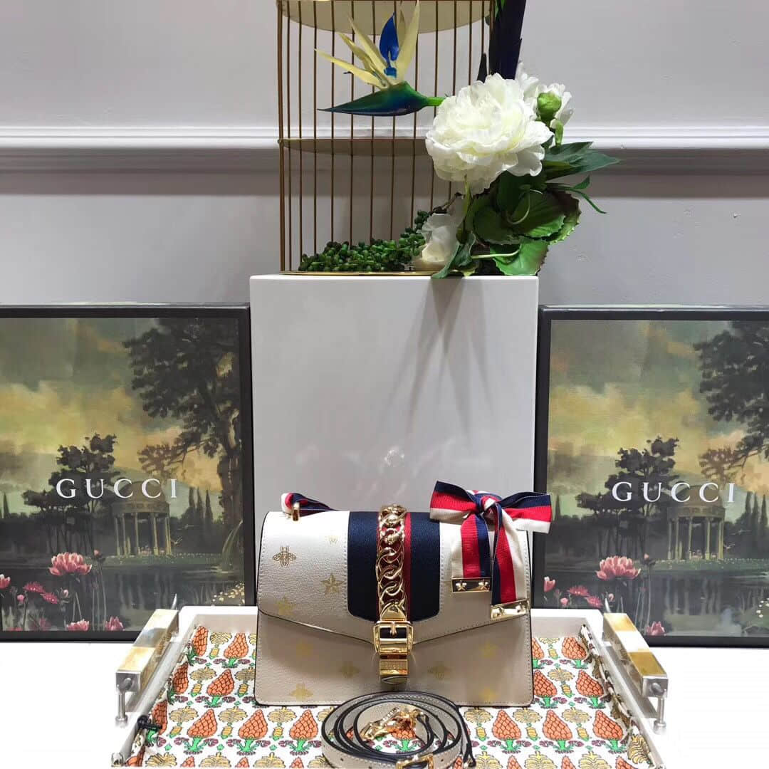 Gucci 524405 Sylvie系列蜜蜂星星小号肩背包