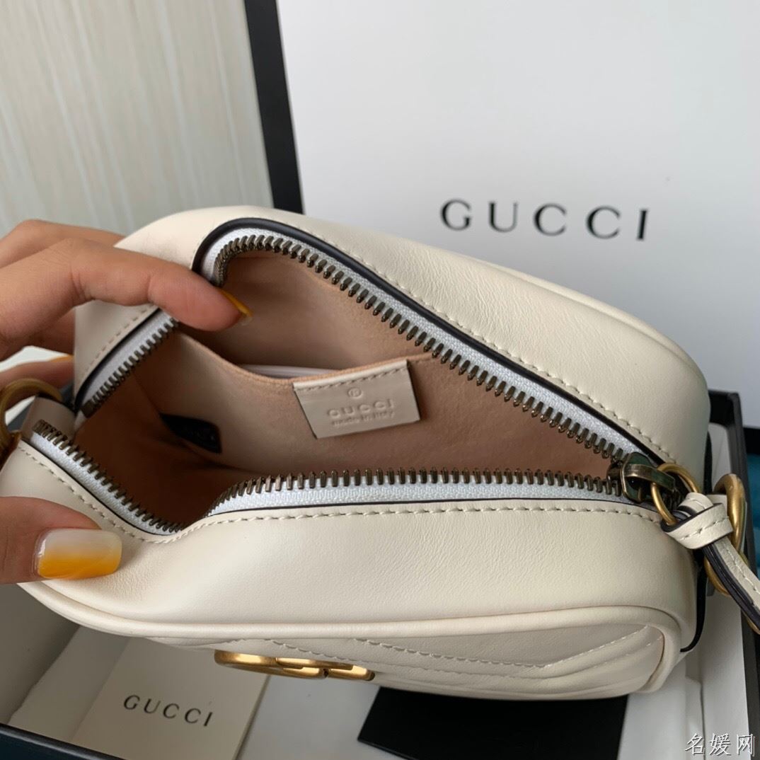 Gucci 448065 双G迷你Marmont绗缝链条古驰斜挎相机包