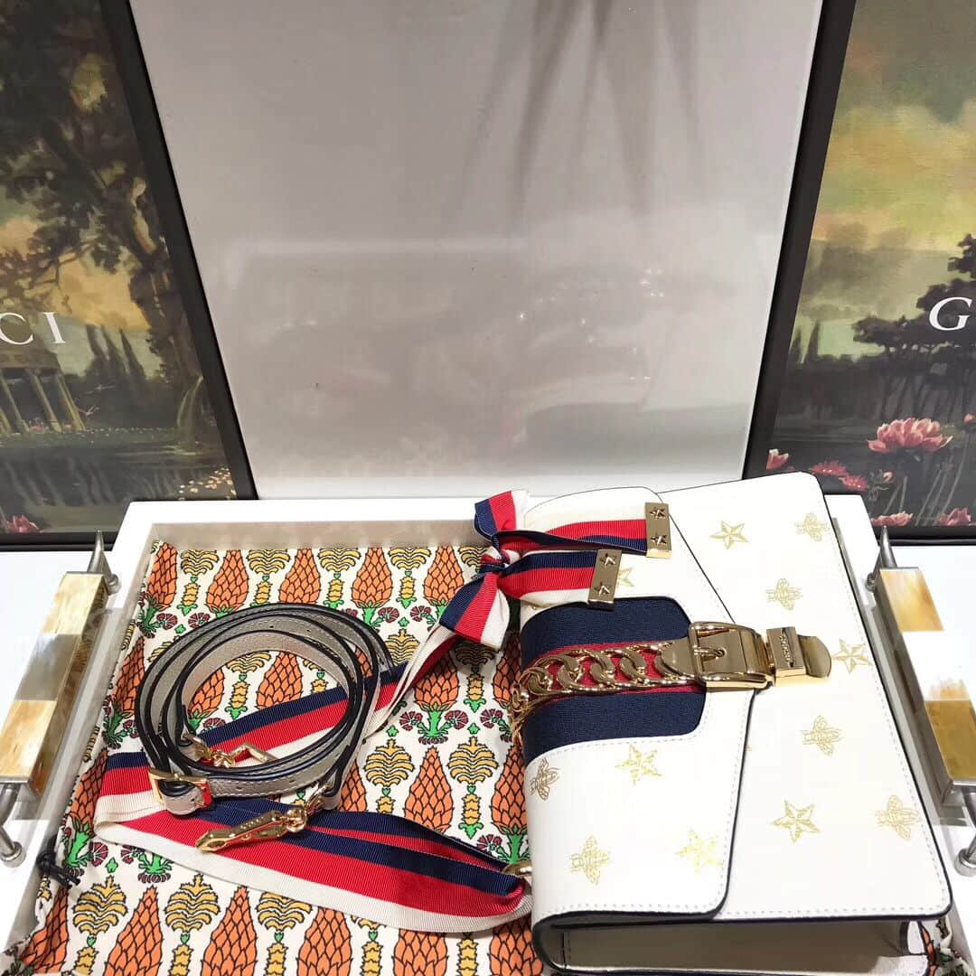 Gucci 524405 Sylvie系列蜜蜂星星小号肩背包