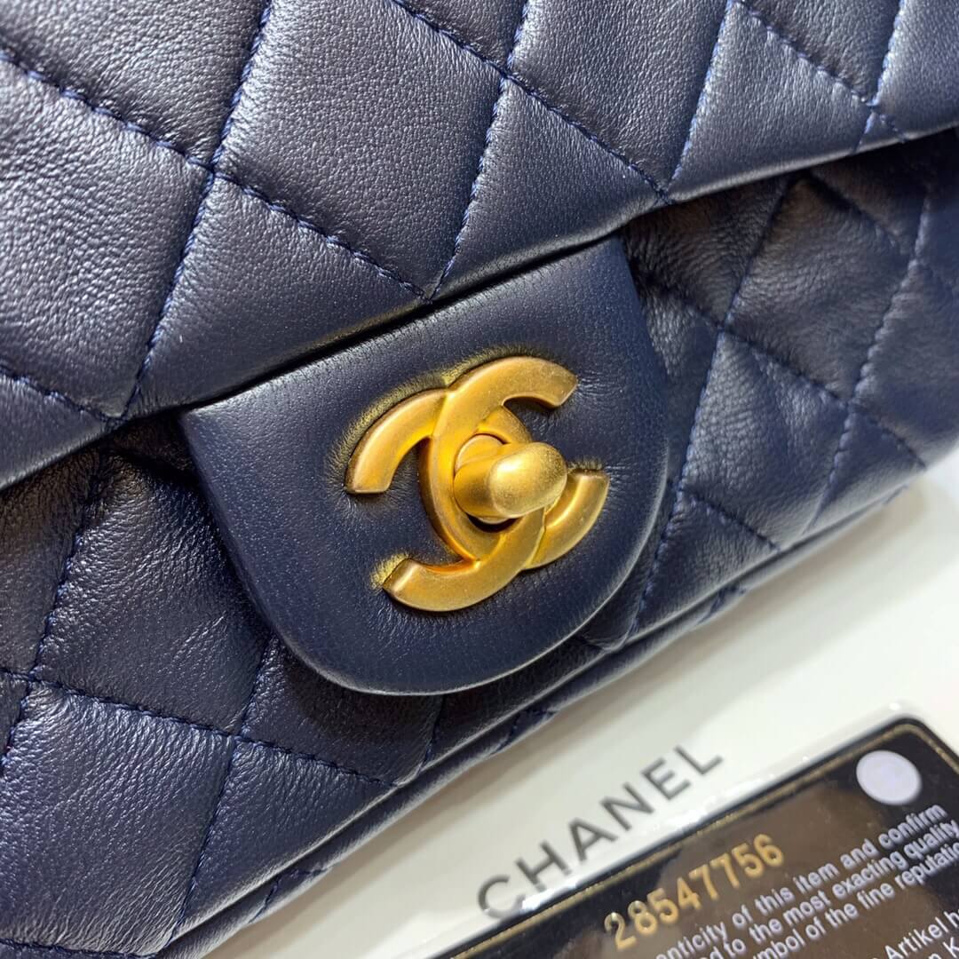 Chanel Flap Bag 新款金属球包金珠CF大Mini AS1787深蓝