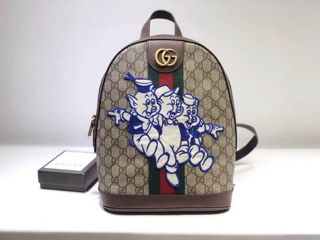 Gucci/古奇 552884 Ophidia系列三只小猪图案GG背包