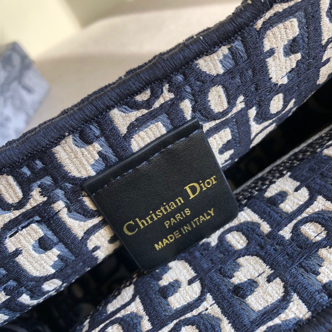 Dior BOOK TOTE ORIGINAL OBLIQUE图案迷你蓝色刺绣帆布托