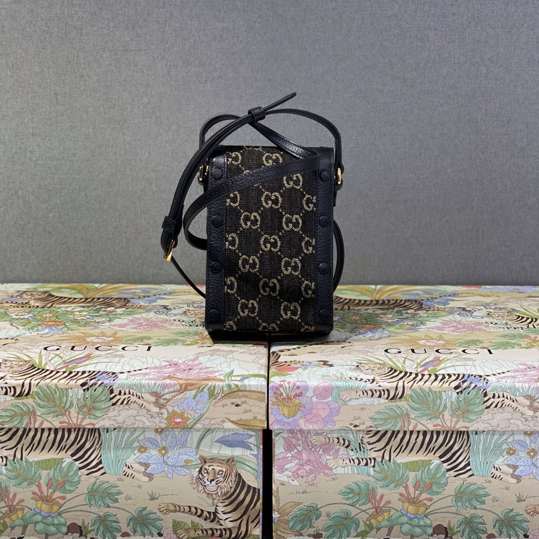 GUCCI 625615 黑色丹尼牛仔布1955手机包