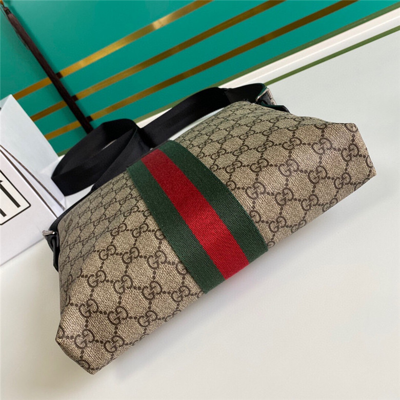 Gucci古驰 387111 KHNGN 9692 饰条纹织带高级人造帆布