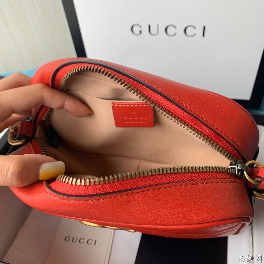 Gucci 448065 双G迷你Marmont绗缝链条古驰斜挎相机包