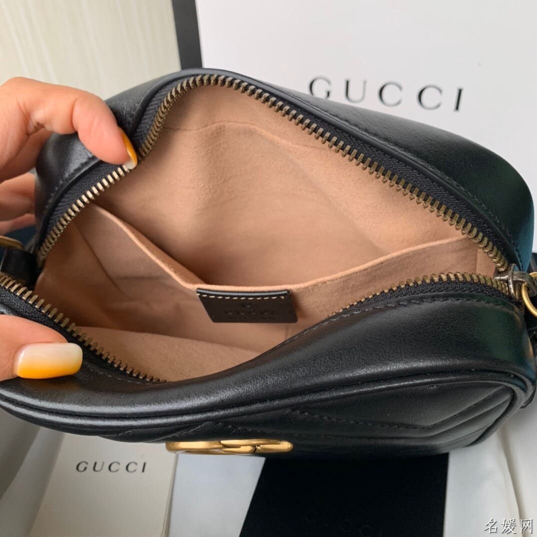 Gucci 448065 双G迷你Marmont绗缝链条古驰斜挎相机包