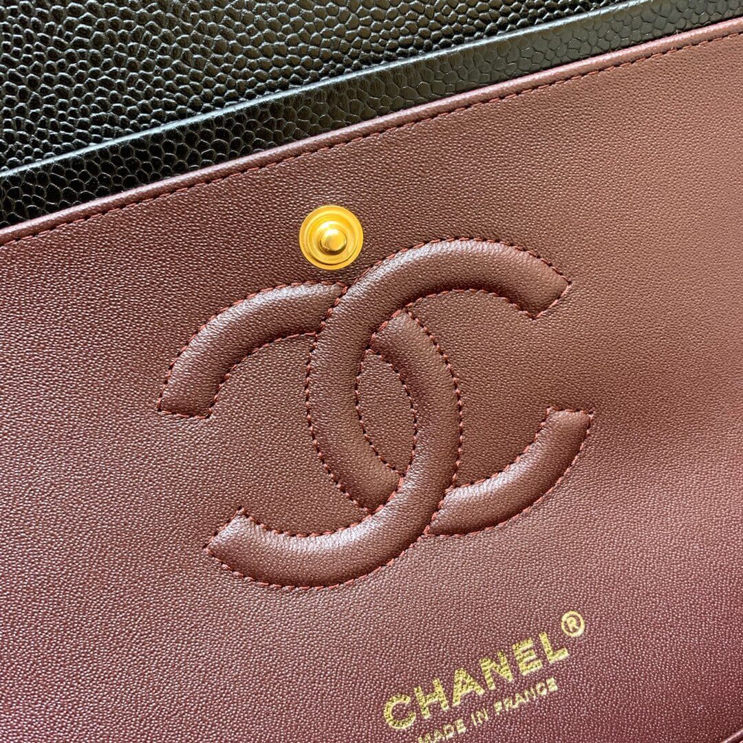 Chanel香奈儿 CF25 Classic flap bag A01112黑色牛皮金扣