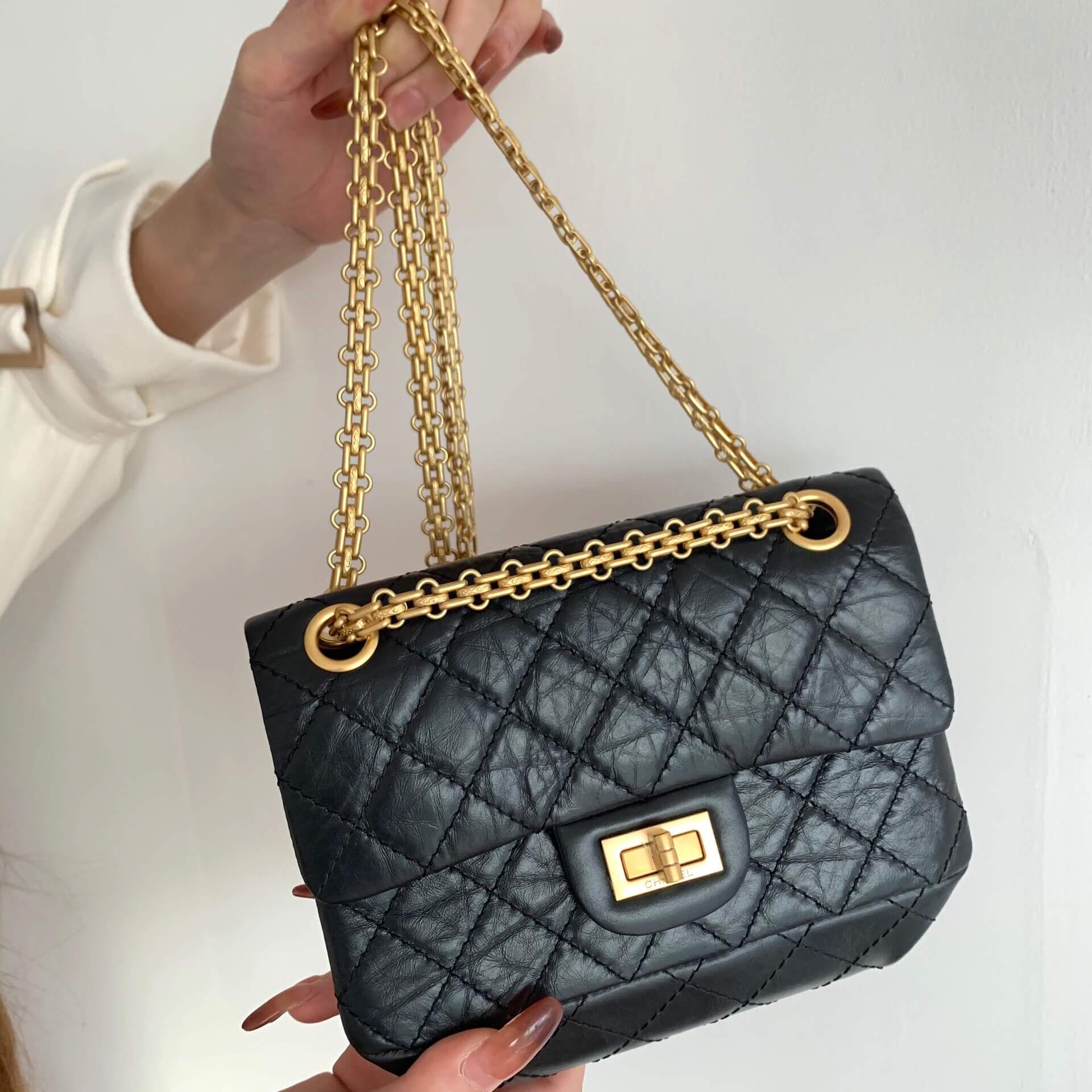 Chanel 纯原厂2.55 reissue系列单肩斜挎包 A37585黑色金