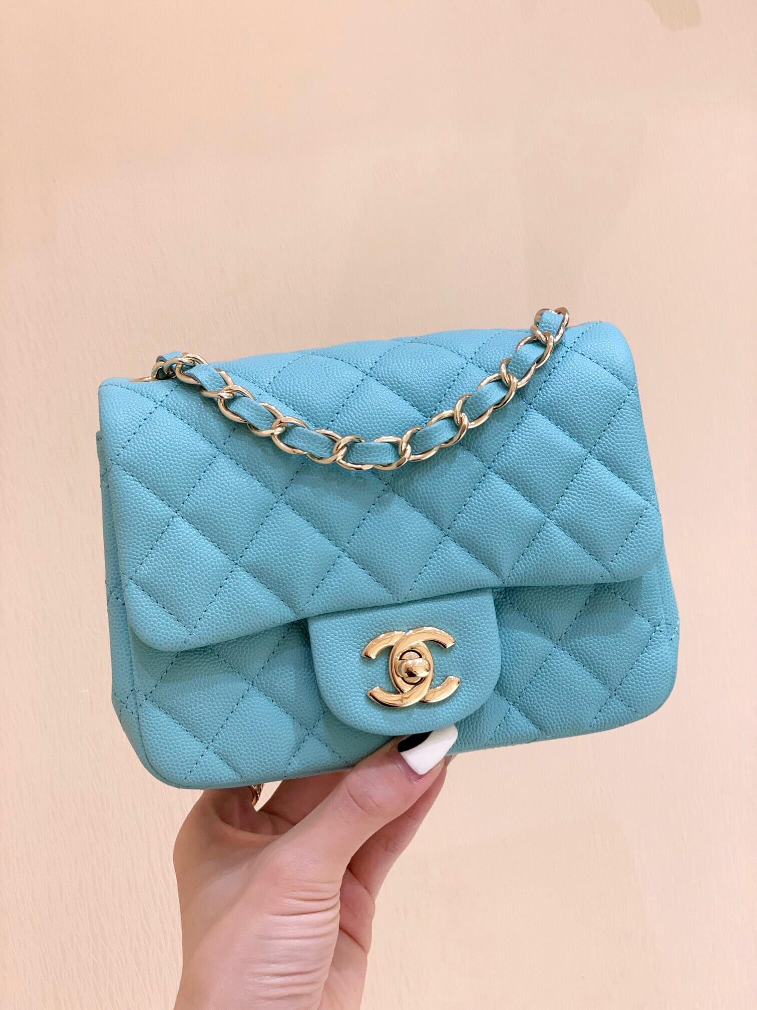 Chanel原厂CF17方胖子Classic flap bag A01115tiffany蓝