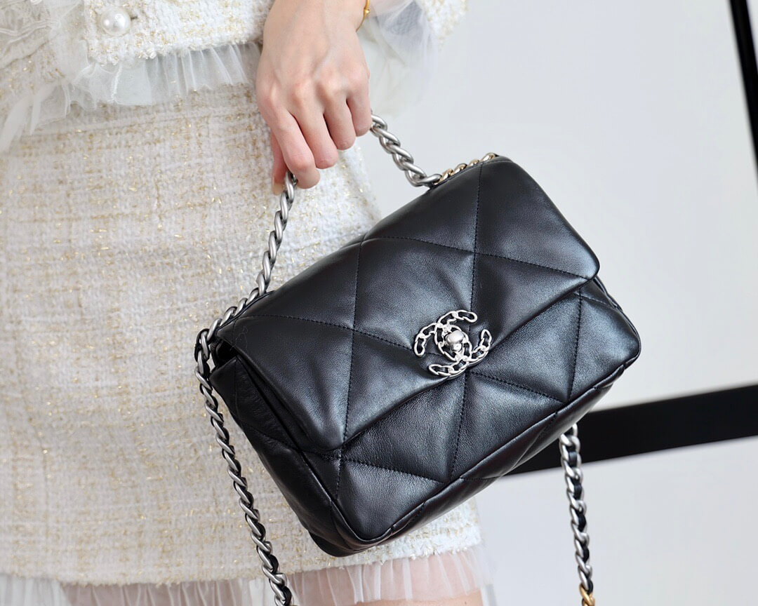 CHANEL Flap 19bag 26CM黑色银扣 AS1160