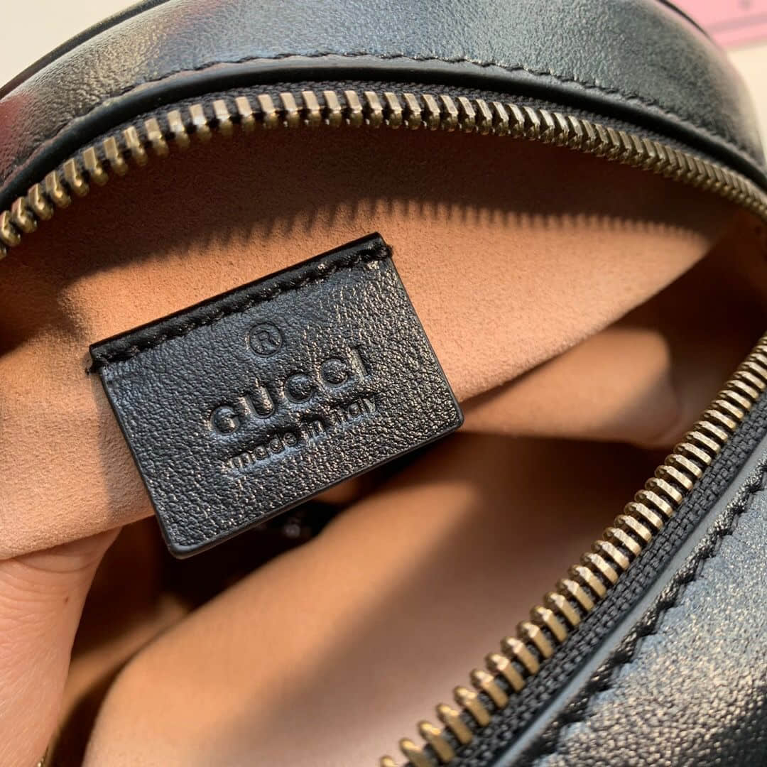 Gucci/古驰 550154 GG Marmont系列全皮圆形迷你肩背包