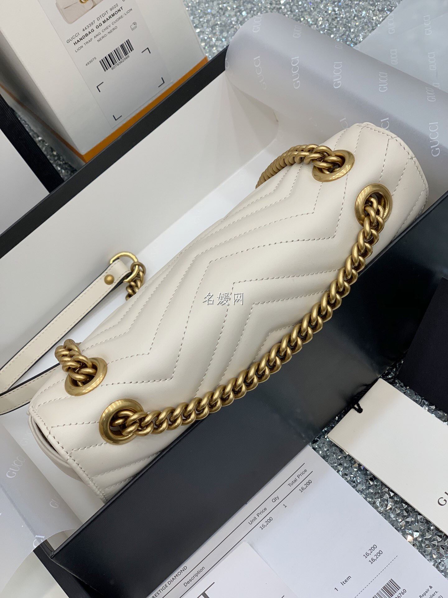 Gucci/古驰 443497 女士GG Marmont中号链条单肩斜挎包