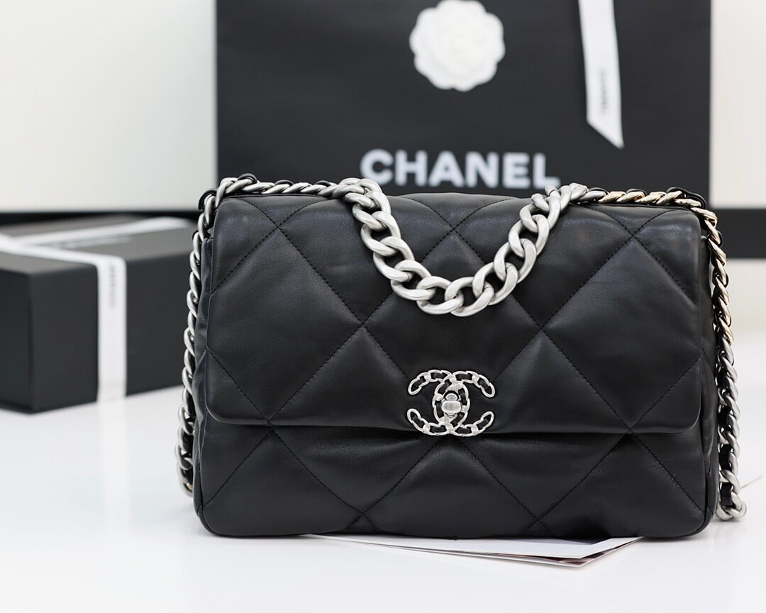 CHANEL Flap 19bag 30CM黑色银扣 AS1161