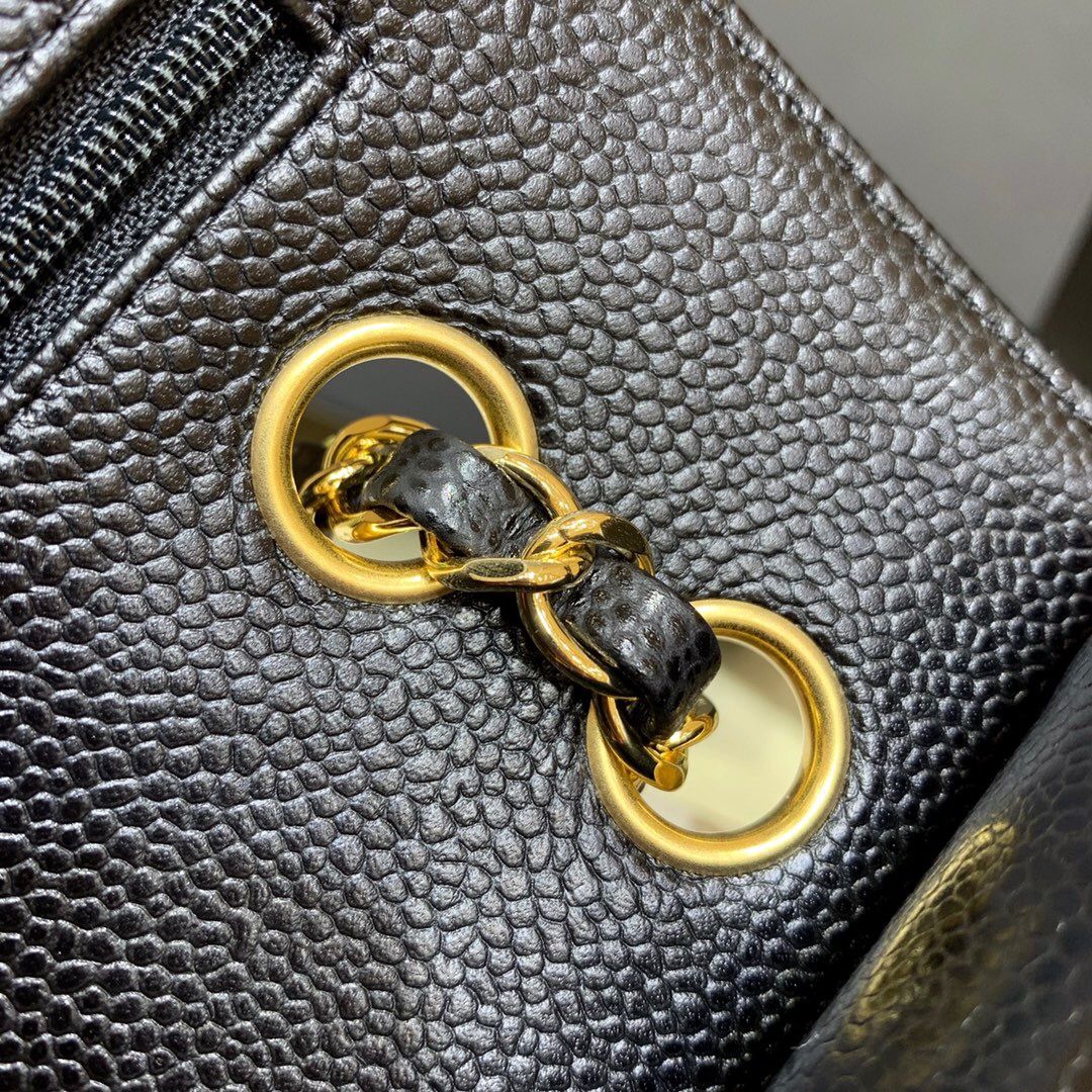 Chanel/香奈儿 CF25鱼子酱单肩斜挎包 A01112黑色金扣