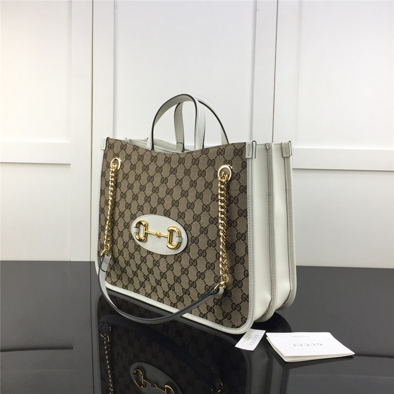 Gucci古驰 621144 白色 1955马衔扣中号手提包