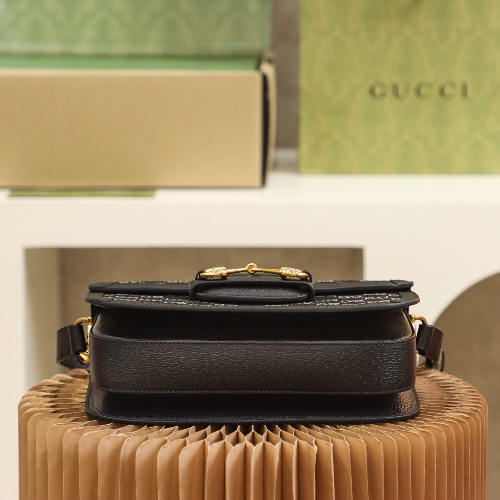 Gucci 602204马衔扣1955系列丹宁牛仔布马鞍包