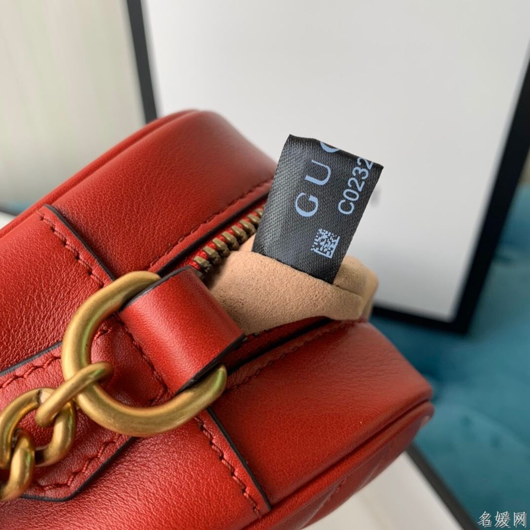 Gucci 448065 双G迷你Marmont绗缝链条古驰斜挎相机包