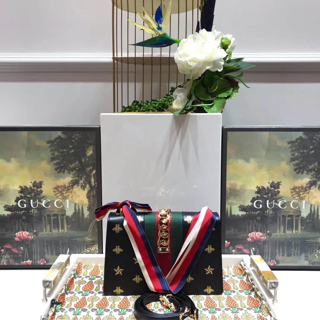 Gucci 524405 Sylvie系列蜜蜂星星小号肩背包