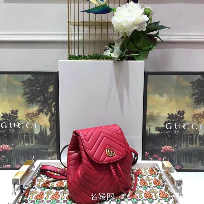 Gucci/古奇 528129 新款 GG Marmont系列绗缝背包双肩包