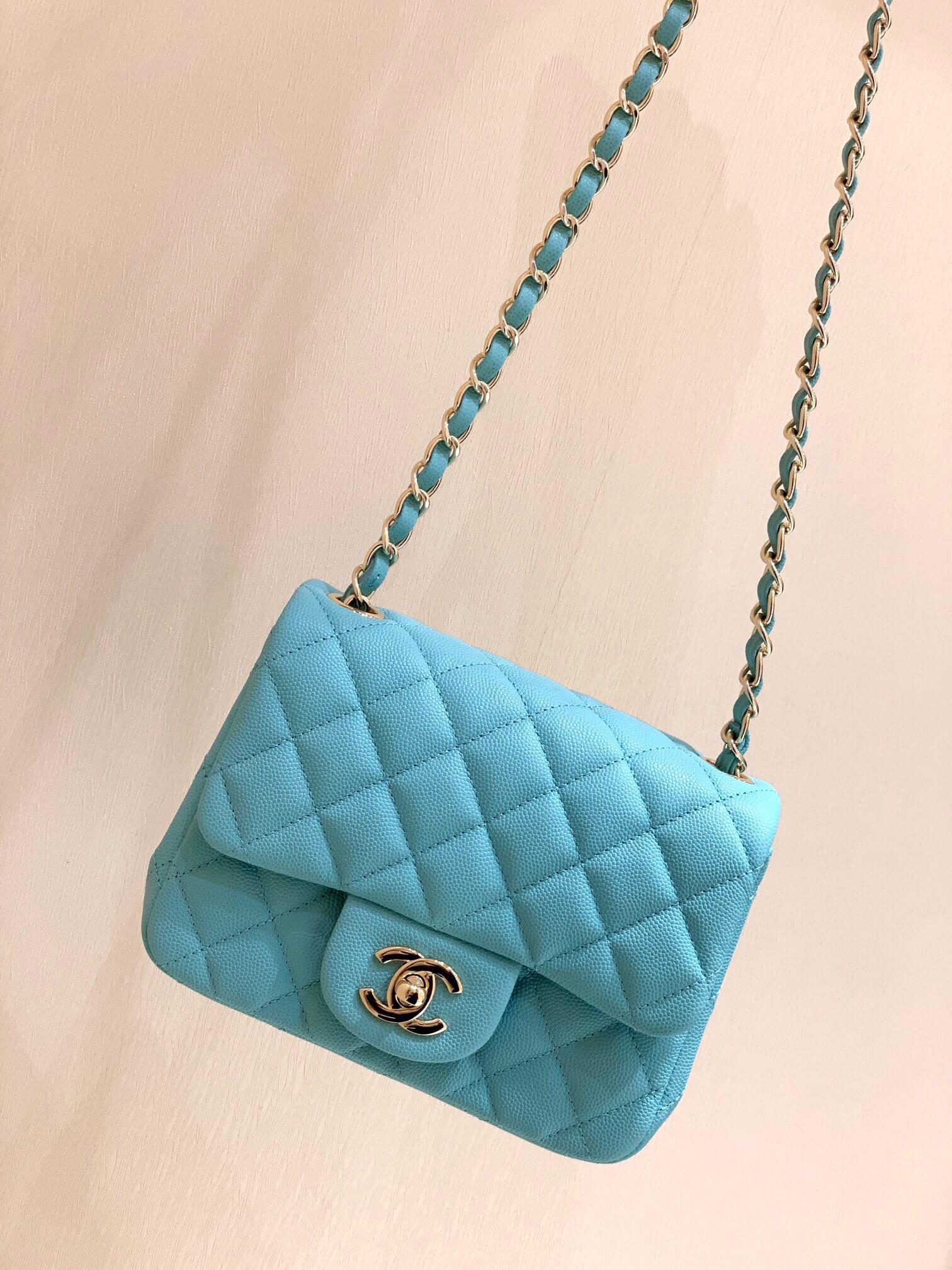 Chanel原厂CF17方胖子Classic flap bag A01115tiffany蓝