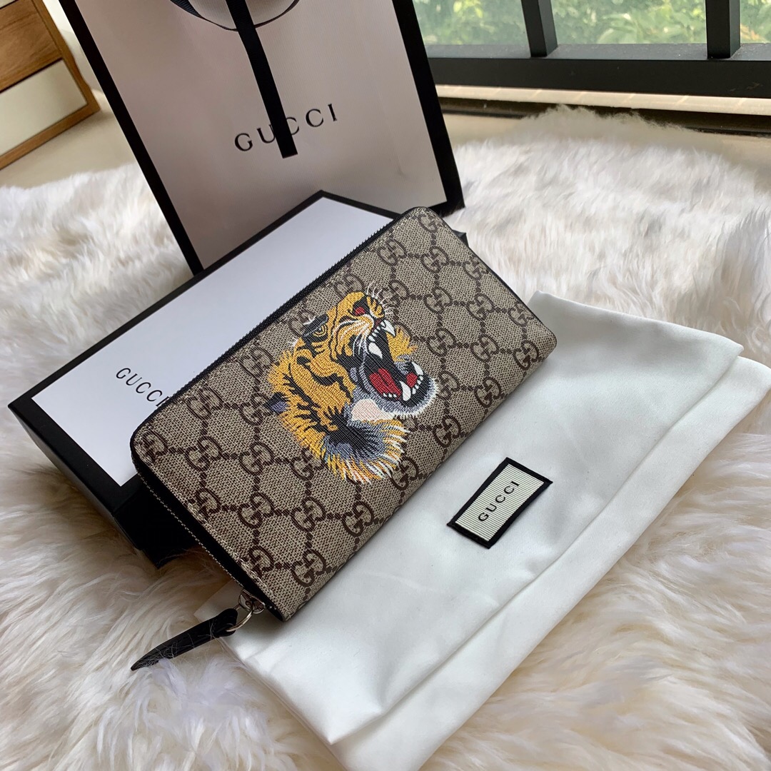 Gucci/古驰 451273 G家最新动物老虎图案拉链钱包