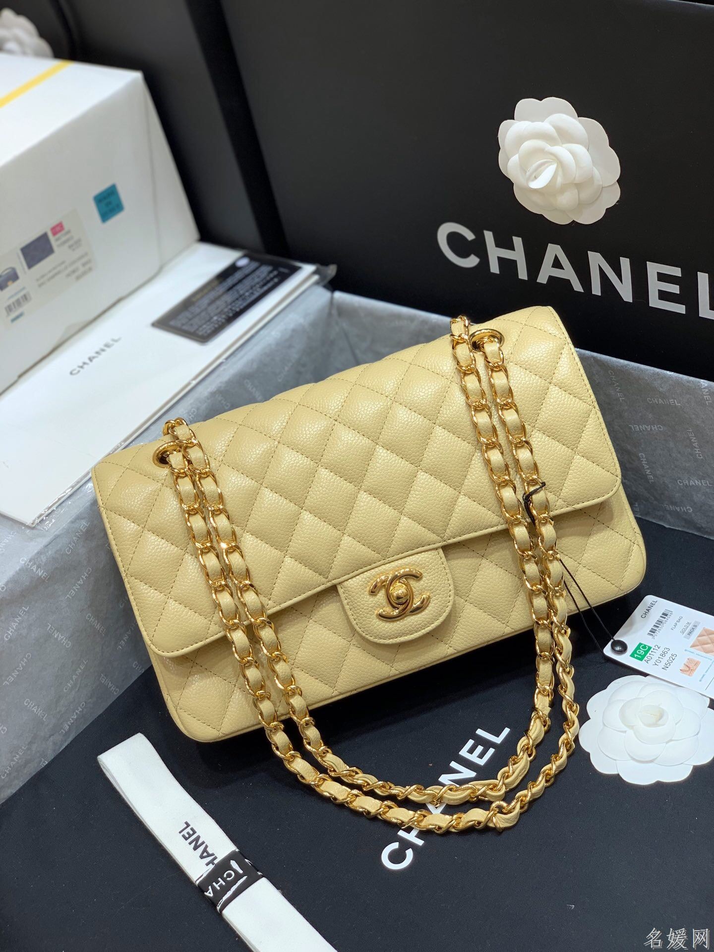 Chanel/香奈儿 A01112 CF25中号鱼子酱牛皮单肩斜挎包