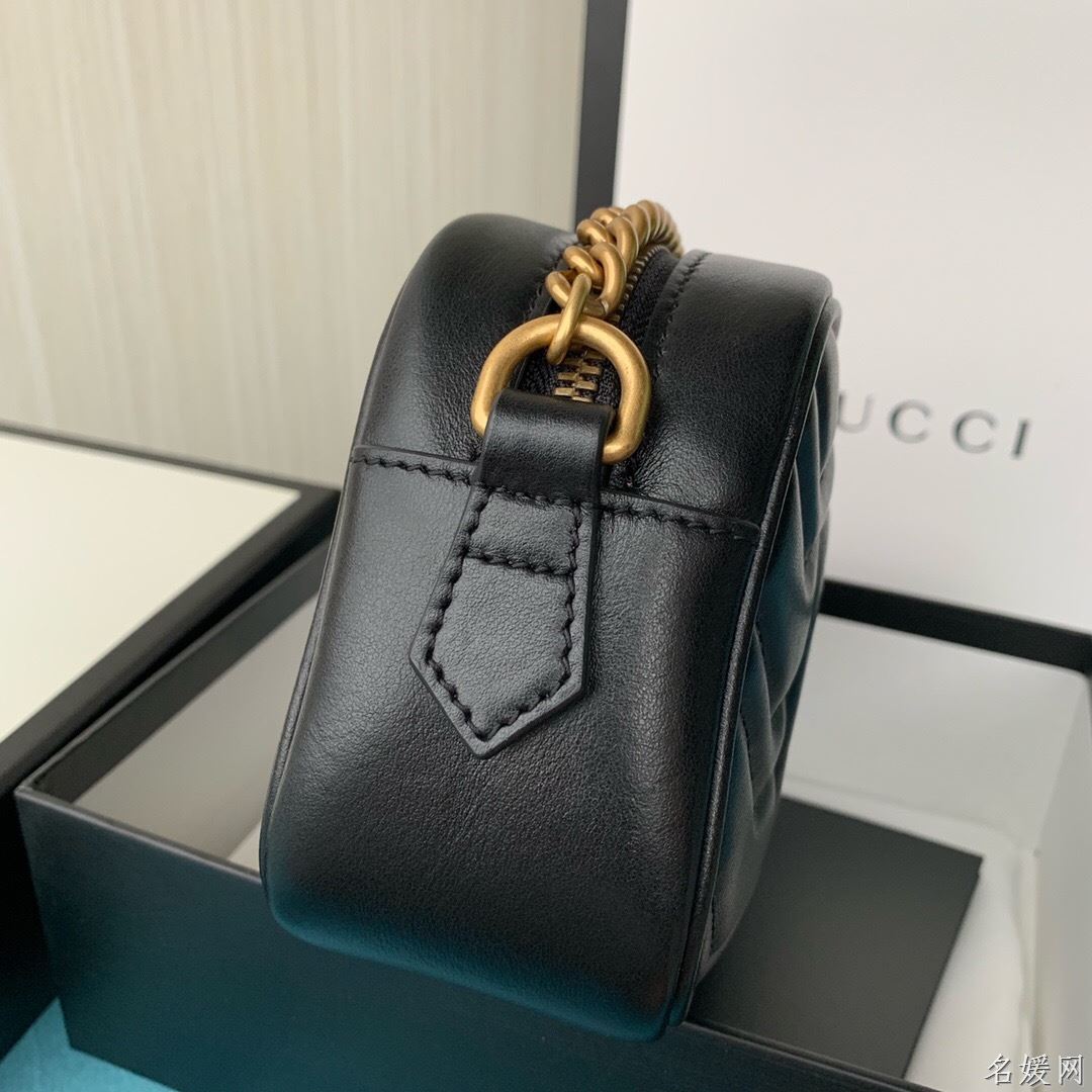 Gucci 448065 双G迷你Marmont绗缝链条古驰斜挎相机包