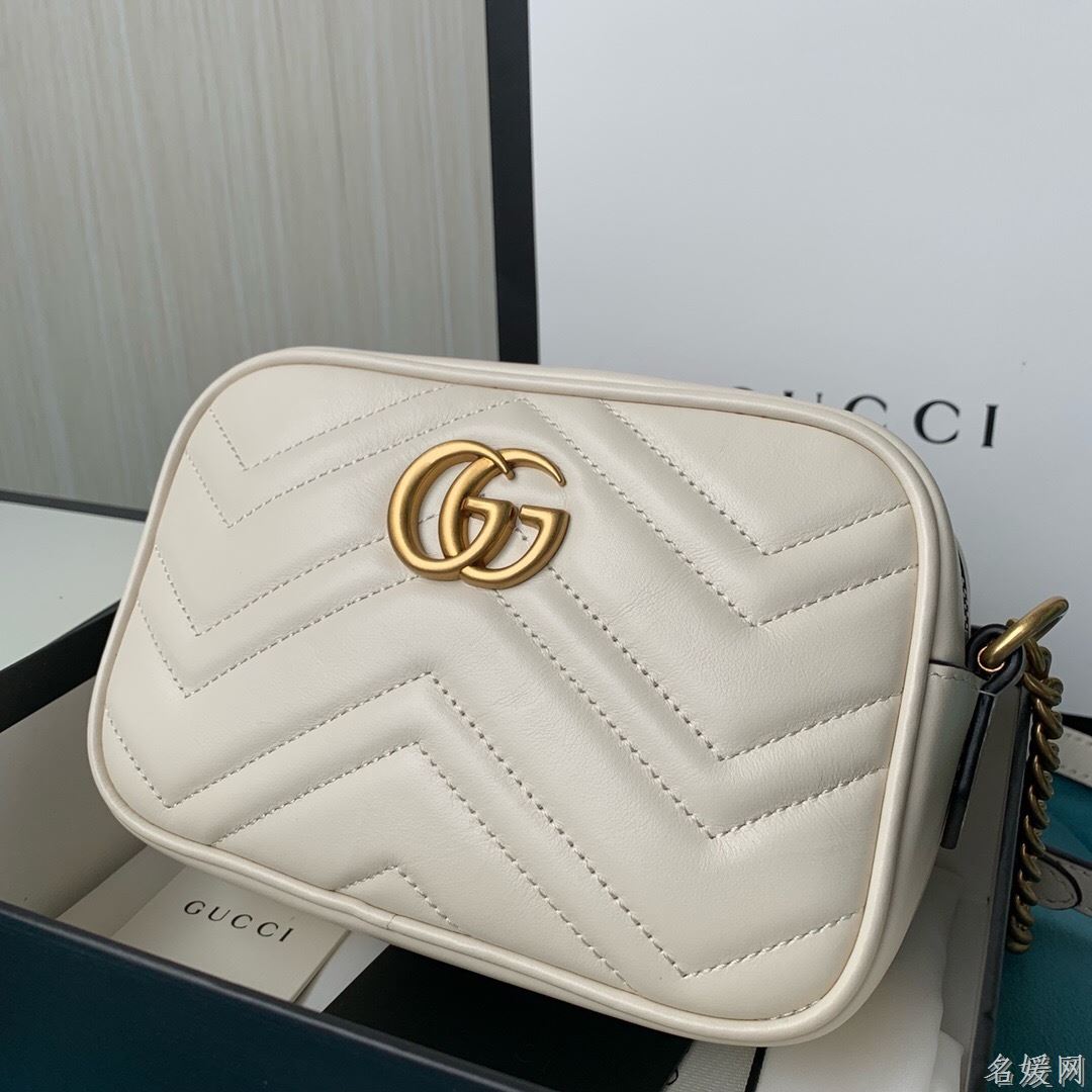 Gucci 双G迷你Marmont绗缝链条古驰斜挎相机包 4480