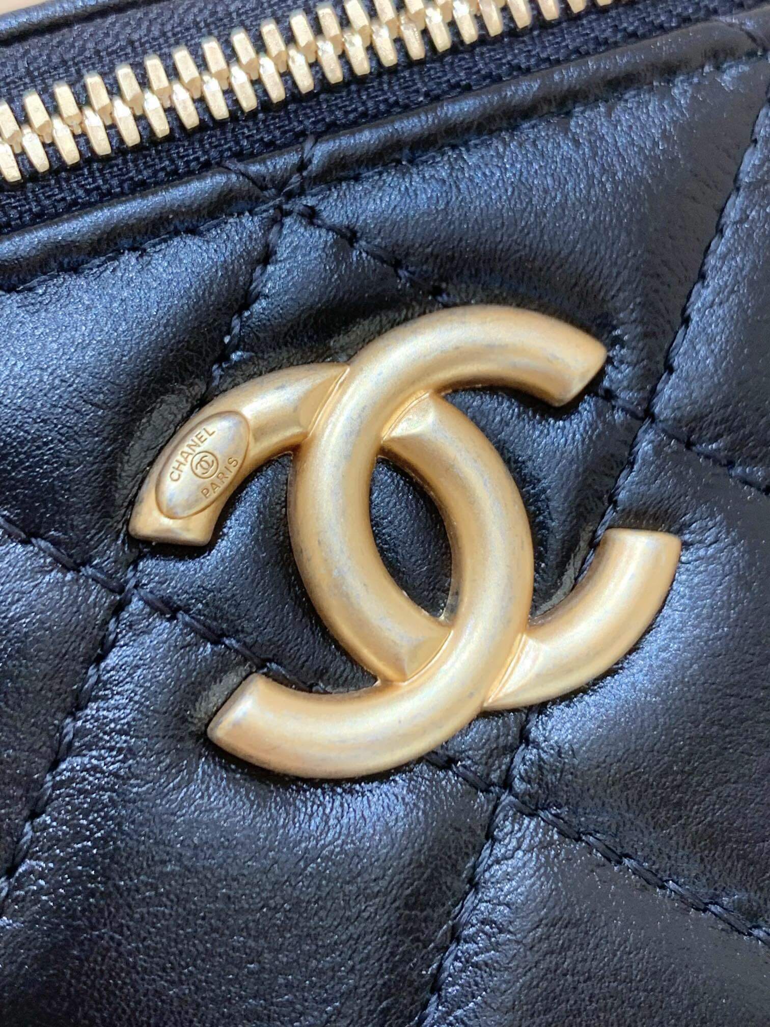 Chanel 高级手工坊双金珠系列盒子斜挎包 AP2292黑色