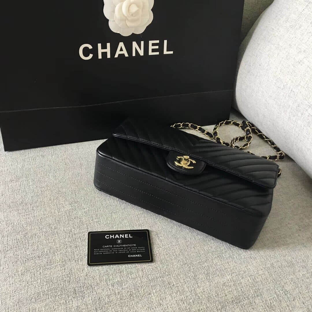 Chanel/香奈儿CF原厂羊皮25CM中号链条斜挎包