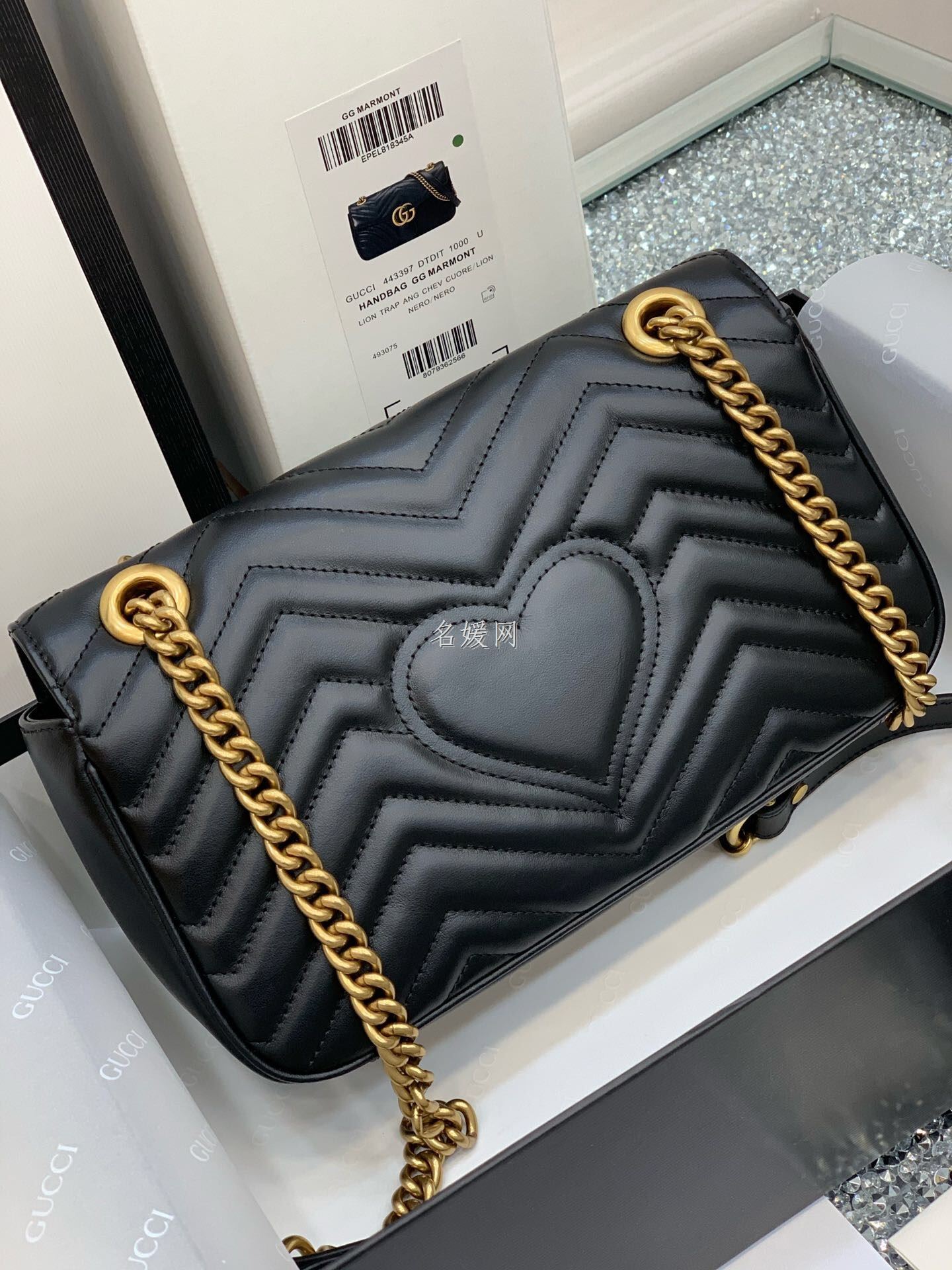 Gucci/古驰 443497 女士GG Marmont中号链条单肩斜挎包