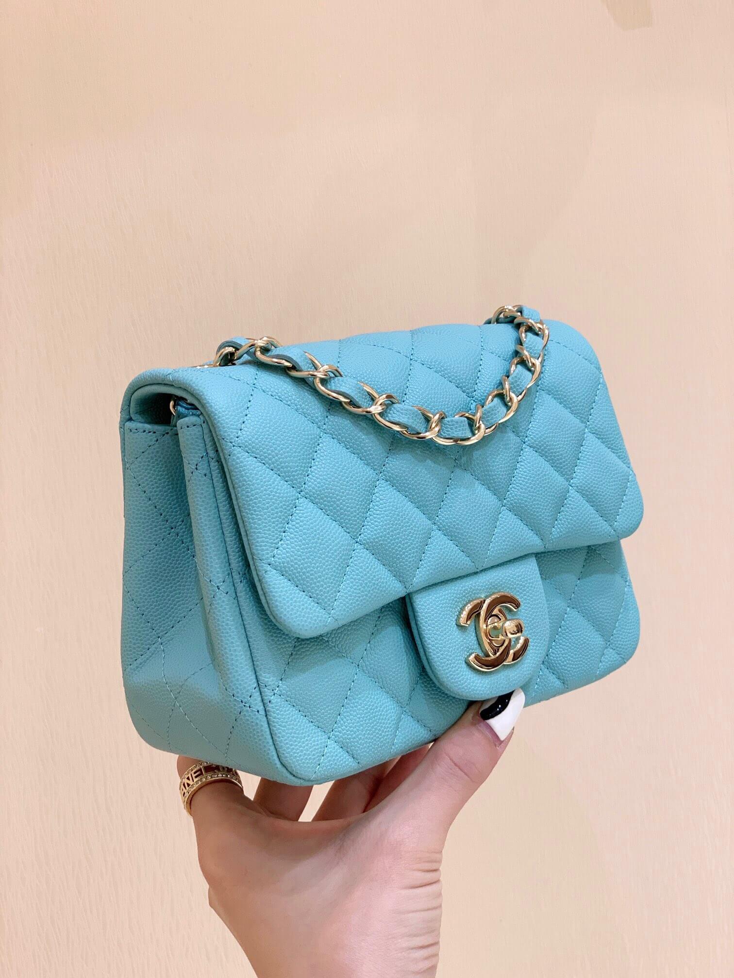 Chanel原厂CF17方胖子Classic flap bag A01115tiffany蓝