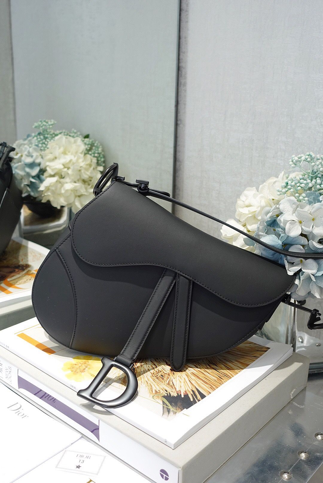 Dior/迪奥 M989 黑色哑光牛皮革马鞍包Saddle bag M04