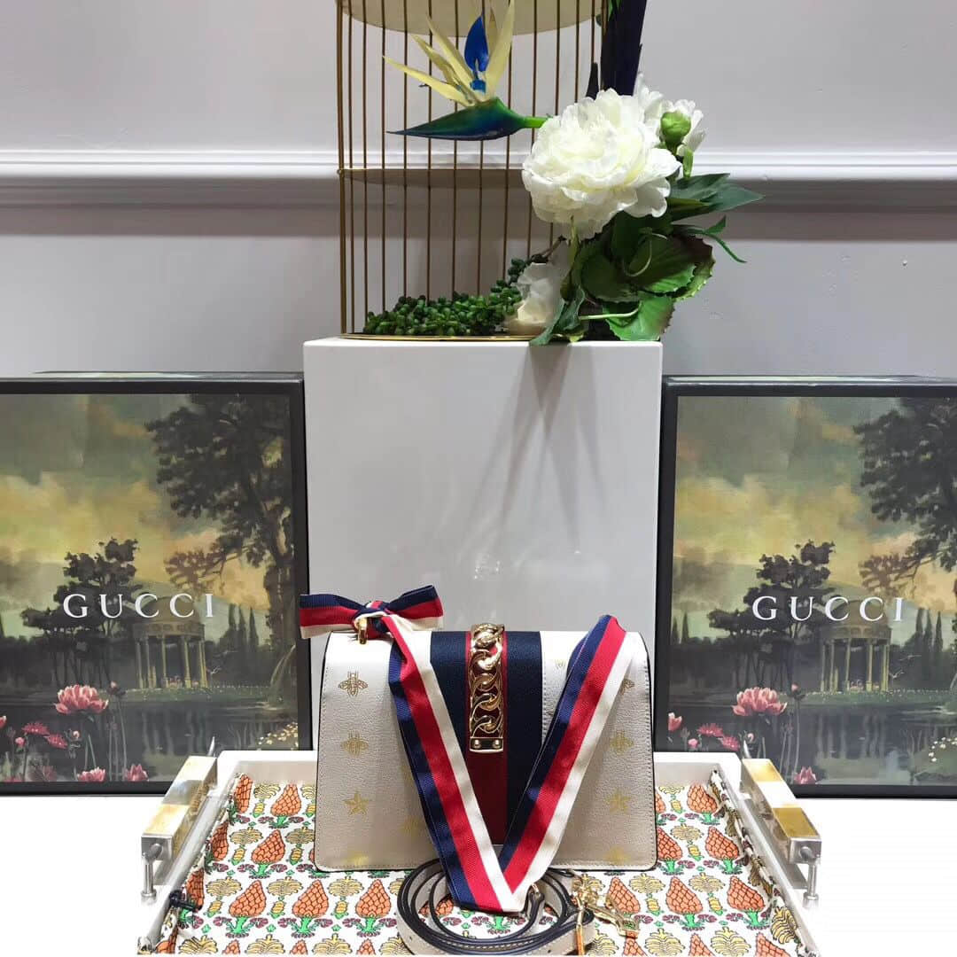 Gucci 524405 Sylvie系列蜜蜂星星小号肩背包