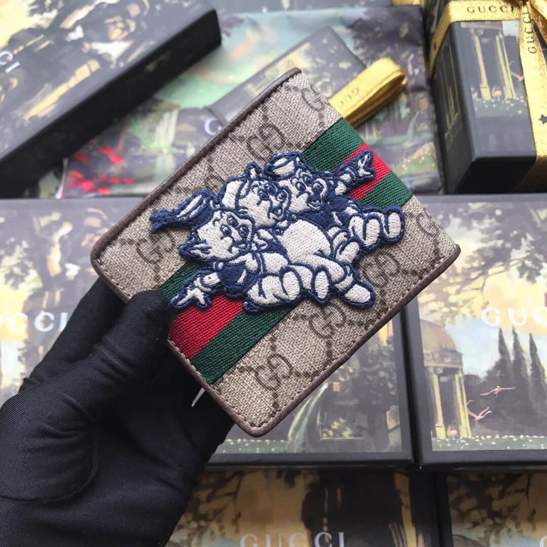 Gucci 557702 三只小猪图案短款钱夹钱包