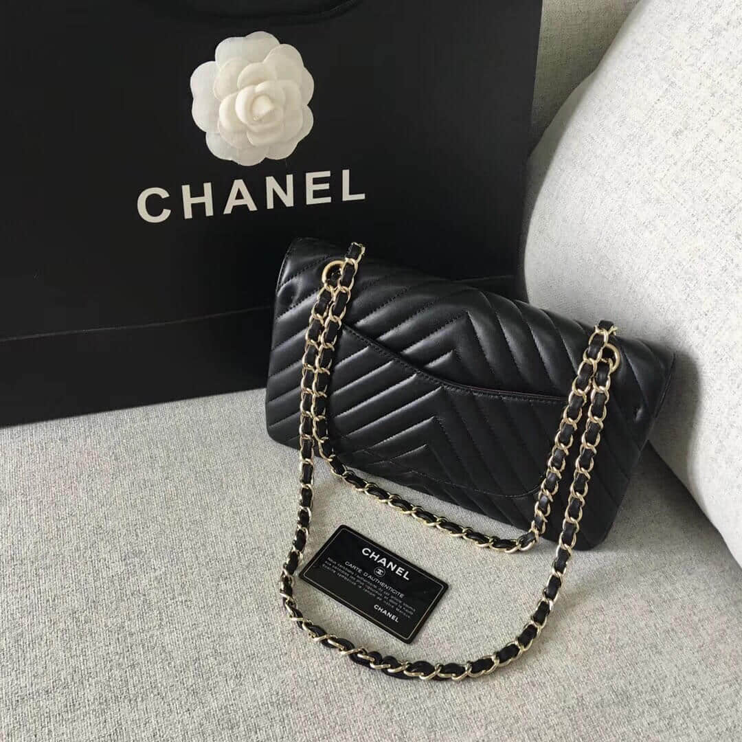 Chanel/香奈儿CF原厂羊皮25CM中号链条斜挎包